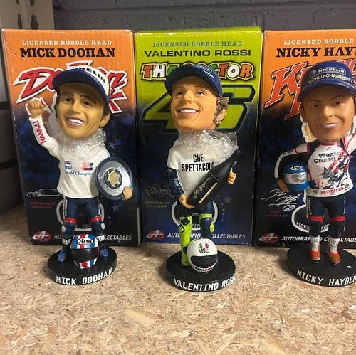 3 – Rare Bobble Heads – Nicky Hayden, Valentino Rossi, Mick Doohan