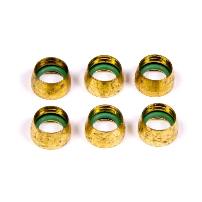 Aeroquip -6 Replacement Air Conditioning Fitting Brass Sleeves (6 Pack)