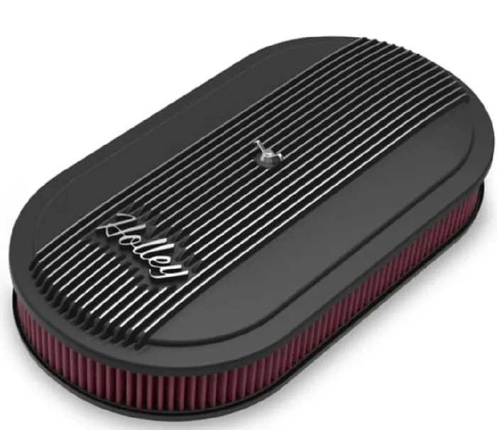 Air Cleaner: Oval- Satin Black Machined Holley