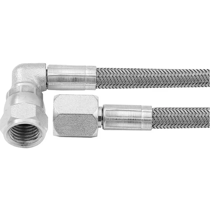 Allstar Performance 48 ” #4 Braided Stainless Steel Line w/ -4AN Straight End / -4AN 90 End (25 Pack)
