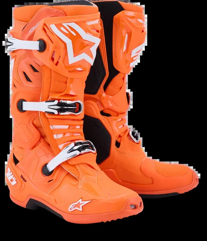 Alpinestars 482-0016110 2010520-4512-10 TECH 10 SUPERVENTED ORANGE FLUO/BLACK/WHITE 10