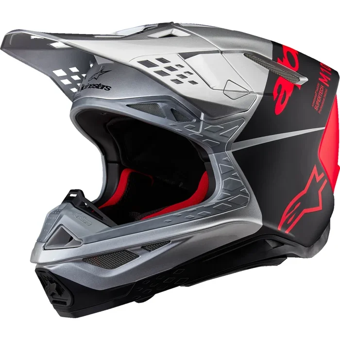 ALPINESTARS Supertech M10 Flood MIPS® Helmet – Gloss Silver/Black/Orange Fluo