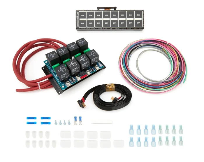 Auto Rod Controls Switch Panel – 8.75 x 2.375 in – 8 Flat Switches – Indicator Lights – Carbon Fiber 8004D