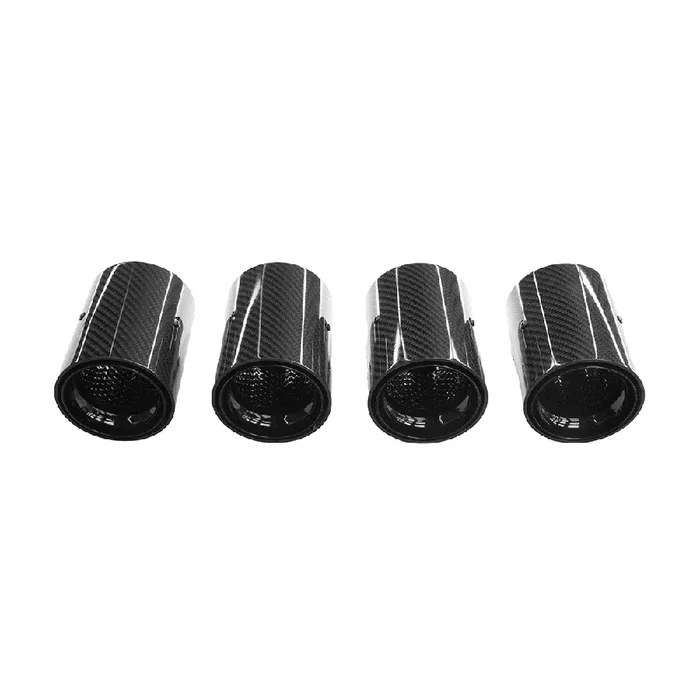 BMW M2/M3/M4/M5 F10/F80/F82/F83/F87 CARBON FIBRE EXHAUST TIPS – BLACK x4