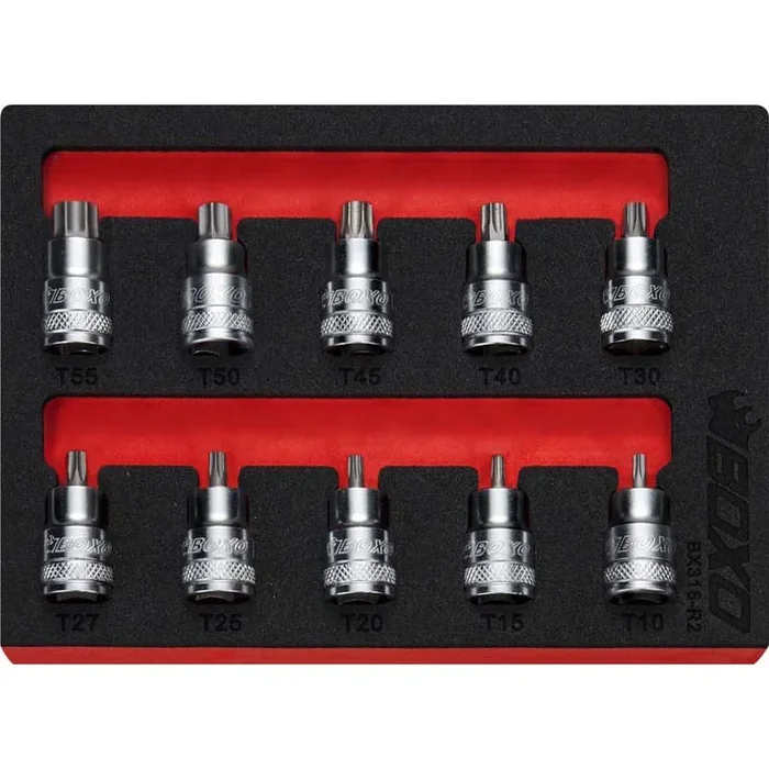 BOXO 10Pc 3/8 ” Super Stubby Torx Bit Socket Set