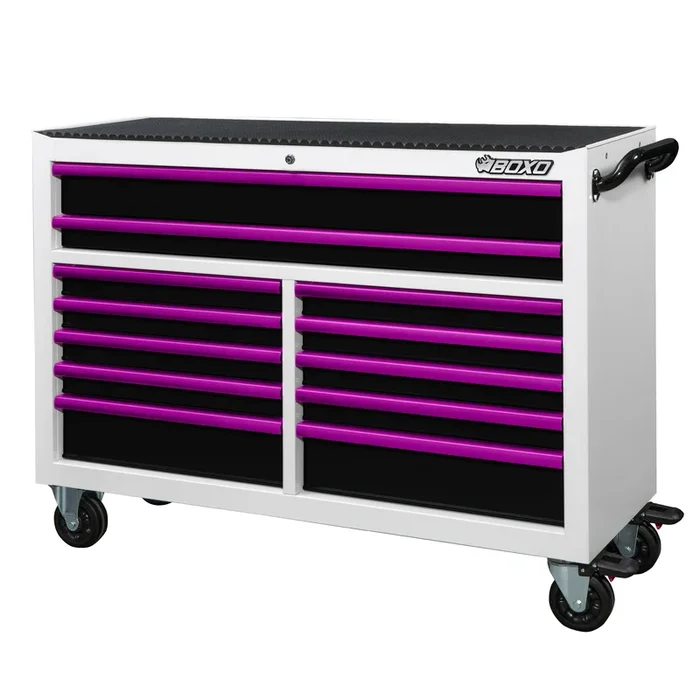 BOXO 53 ” 12 Drawer Roll Cabinet with Drawer Trim Pack – White Body with Trim Colour Options