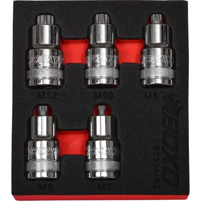 BOXO 5Pc 1/2 ” Super Stubby Spline Bit Socket Set