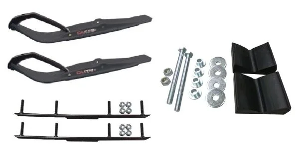 C&A Pro Black Razor Snowmobile Skis w/ 4″ Round Bars Complete Kit 2016+ Ski-Doo w/o T.S. Adjustable (excl. Summit)