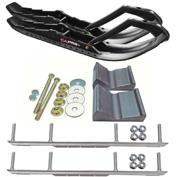 C&A Pro Black TMX Snowmobile Skis w/ 6″ Shaper Bars Complete Kit 2012+ Rush/Pro RMK/Switchback/Assault