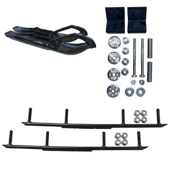 C&A Pro Black XCS Snowmobile Skis w/ 10″ Round Bars Complete Kit Lynx 2022+ Shredder
