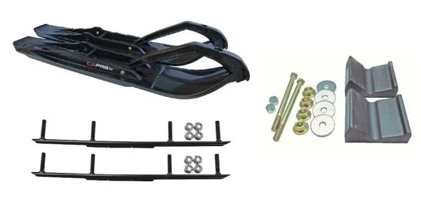 C&A Pro Black XCS Snowmobile Skis w/ 6″ Round Bars Complete Kit 2012+ Rush/Pro RMK/Switchback/Assault