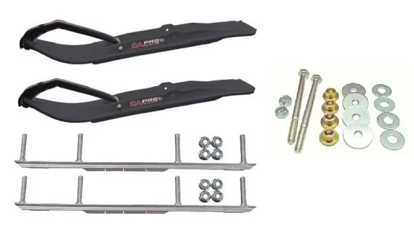 C&A Pro Black XT Snowmobile Skis w/ 6″ Shaper Bars Complete Kit Ski-Doo ZX[ADSA]/REV/RT/XPXM 2000 & Newer