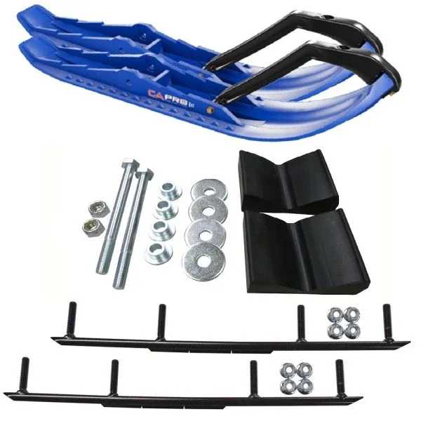 C&A Pro Blue TMX Snowmobile Skis w/ 4″ Round Bars Complete Kit 2016+ Ski-Doo w/o T.S. Adjustable (excl. Summit)