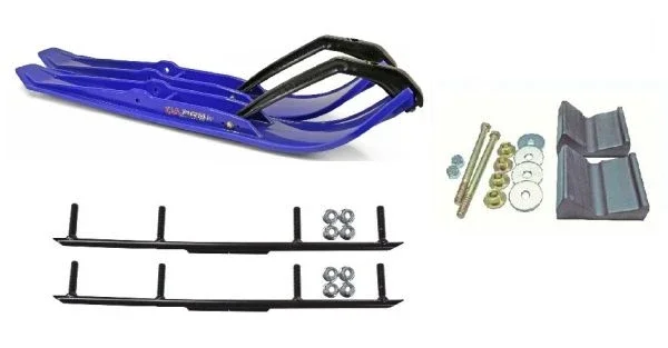C&A Pro Blue XPT Snowmobile Skis w/ 4″ Round Bars Complete Kit 2012+ Rush/Pro RMK/Switchback/Assault
