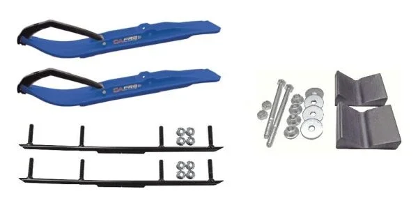 C&A Pro Blue XT Snowmobile Skis w/ 4″ Round Bars Complete Kit Yamaha 2014 & Newer Viper