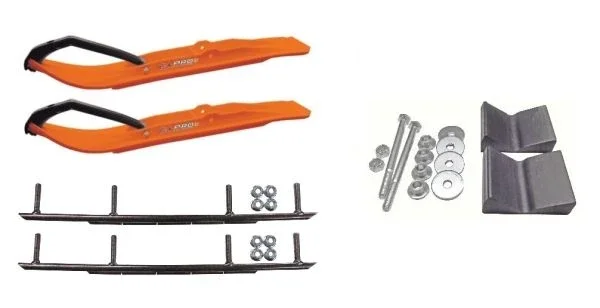 C&A Pro Orange XT Snowmobile Skis w/ 10″ Round Bars Complete Kit Yamaha 2014 & Newer Viper