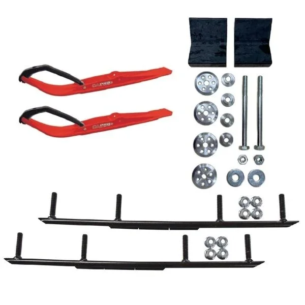 C&A Pro Red Razor Snowmobile Skis w/ 10″ Round Bars Complete Kit Arctic Cat 2012+ Non M-Series