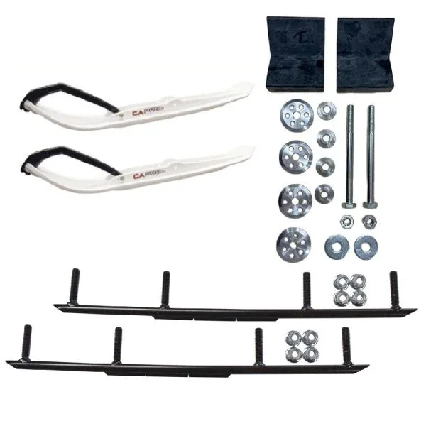 C&A Pro White MTX Snowmobile Skis w/ 6″ Round Bars Complete Kit Yamaha 2014+ Viper/Sidewinder