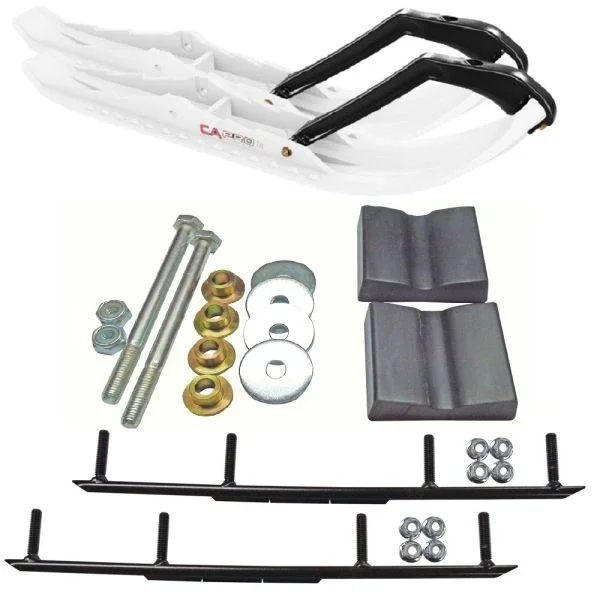 C&A Pro White TMX Snowmobile Skis w/ 10″ Round Bars Complete Kit Arctic Cat 2012+ Viper 2014+ Except 2016 Procross