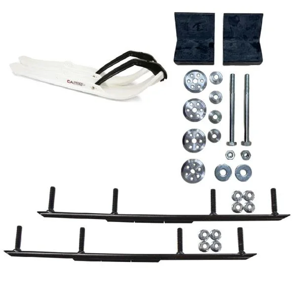 C&A Pro White XPT Snowmobile Skis w/ 10″ Round Bars Complete Kit Yamaha 2014+ Viper/Sidewinder