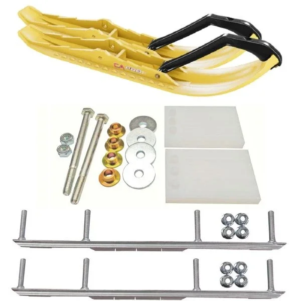 C&A Pro Yellow TMX Snowmobile Skis w/ 7.5″ Shaper Bars Complete Kit Yamaha 2011 and Up Apex/Vector Power Steering