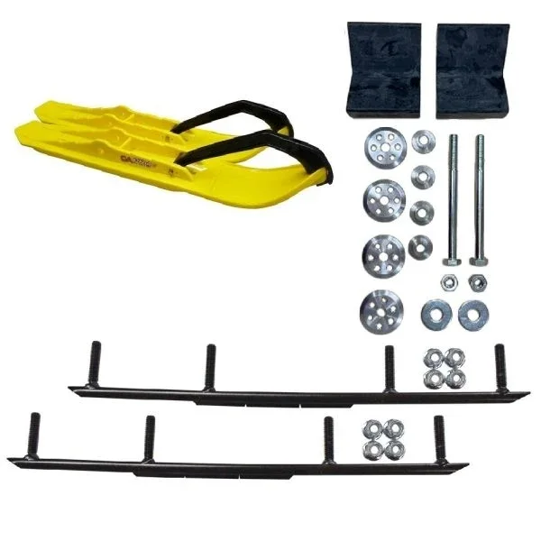 C&A Pro Yellow XCS Snowmobile Skis w/ 8″ Round Bars Complete Kit Yamaha 2014+ Viper/Sidewinder