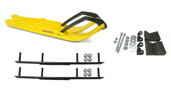 C&A Pro Yellow XPT Snowmobile Skis w/ 6″ Round Bars Complete Kit Ski-Doo 2016 & Newer w/ T.S. Adjustable Ski