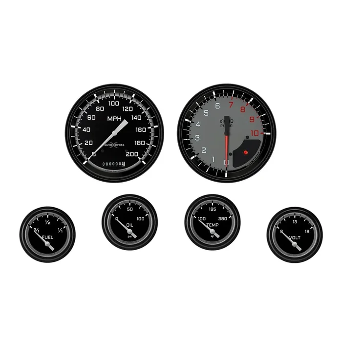 Classic Instruments AutoCross Gauge Kit – Short Sweep – Low Step Black Bezel – Black/Gray Face