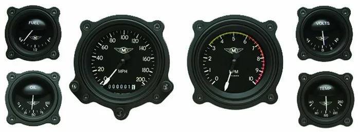Classic Instruments Moal Bomber Series Gauge Kit – Black Face