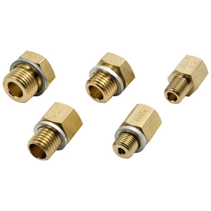 Equus Adapter Fitting – Straight – 1/8 NPT Female to 10 mm x 1 Male/12 mm x 1.5 Male/14 mm 1.5 Male/16 mm x 1.5 Male/1/8-28 BSPT – Brass