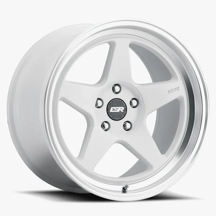 ESR Wheels CR5 18×9.5 5×100 ET35 Gloss White w/ Machined Lip 89550035 CR5WHT-ML