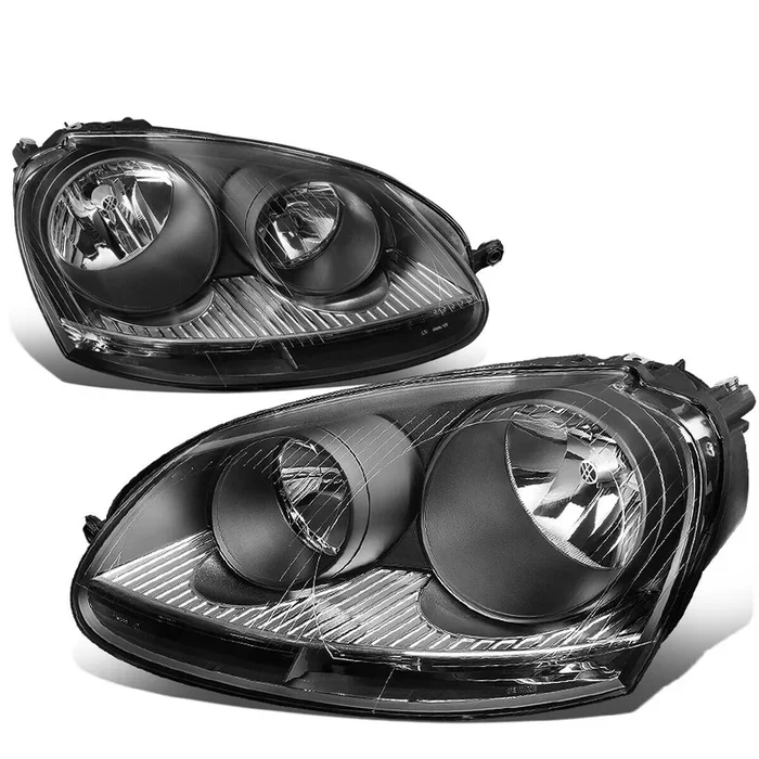 Fit 2005-2010 VW Jetta Mk5 Pair Black Housing Clear Corner Headlight/Lamp Set