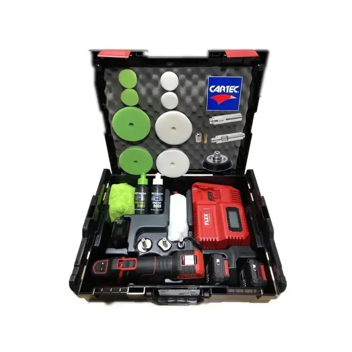 Flex PXE 80 Cordless Nano Polisher + Compounds + Pads + Extension Bar Set
