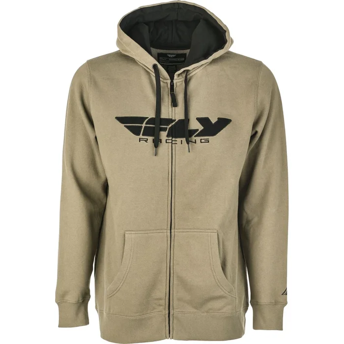 Fly Racing Fly Corporate Zip-Up Hoodie – Tan/Black – Small 354-0194S