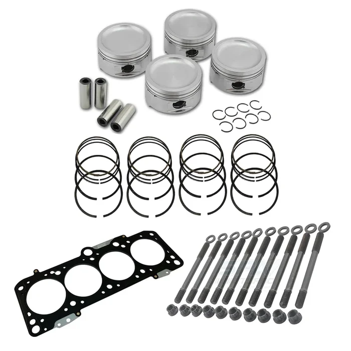Forged piston and rings set 83mm VW ABA 2.0L 8V + Decompression Head Gasket Spacer – 1.5mm + Head stud set