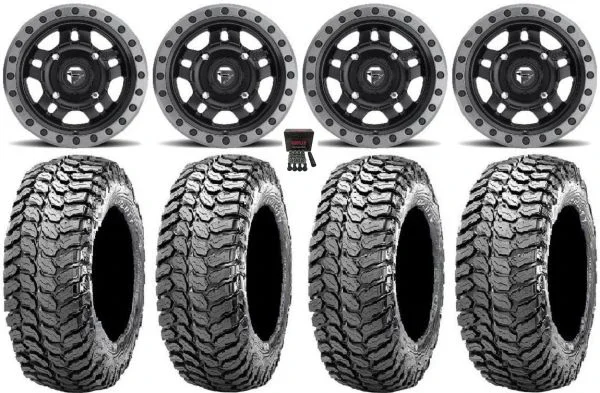 Fuel Anza Black 14″ Wheels 30″ Liberty Tires Kawasaki Mule Pro FXT KRX / Yamaha Wolverine RMAX / YXZ 2019+