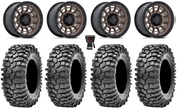 Fuel Cycle 15″ Wheels Bronze +38mm 32″ Roxxzilla Tires Kawasaki Mule Pro FXT KRX / Yamaha Wolverine RMAX / YXZ 2019+