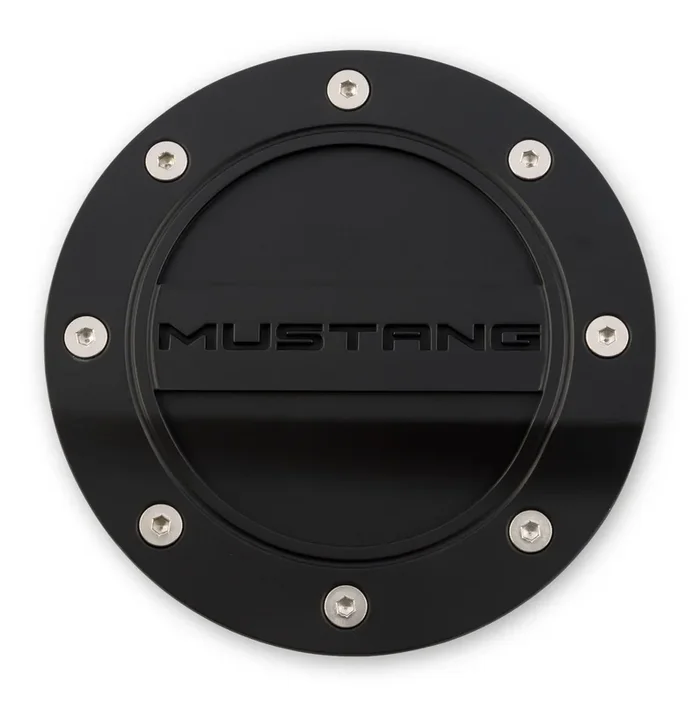 Fuel Door (Black, feat. Mustang) for Mustang 2015-23 | #FR3Z-6640526-MA | Drake Muscle Cars