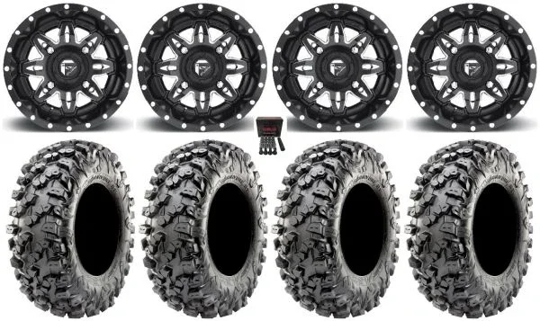 Fuel Lethal 14″ Wheels Black 30″ Carnivore R/T Tires Kawasaki Mule Pro FXT KRX / Yamaha Wolverine RMAX / YXZ 2019+