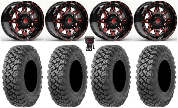 Fuel Lethal 15″ Wheels Red 35″ Alpha Soft Tires Polaris Sportsman / RZR / Ranger