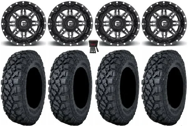 Fuel Lethal Black 14″ Wheels 28″ Klever X/T Tires Polaris RZR XP 1000 / PRO XP / Ranger XP 900/1000