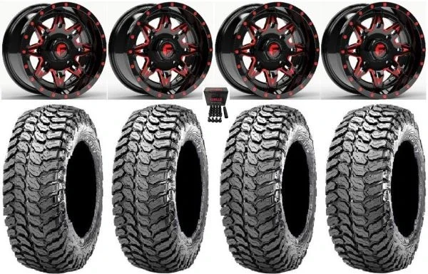 Fuel Lethal Red 14″ Wheels 32″ Liberty Tires Polaris RZR XP 1000 / PRO XP / Ranger XP 900/1000