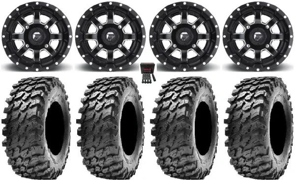 Fuel Maverick Black 15″ Wheels 30″ Rampage Tires Polaris Sportsman / RZR / Ranger