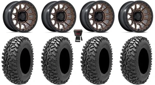 Fuel Piston 15″ Wheels Bronze +38mm 32″ Rampage Fury Tires Can-Am Commander Maverick Renegade Outlander Defender