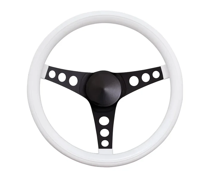 Grant Classic Series Steering Wheel 13.75 in Diameter – 3.5 in Dish – Black – White Foam Grip