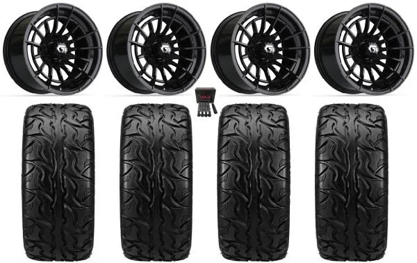 GTW Boost 12″ Wheels Black 23″ RT66 Cruiser Tires E-Z-GO & Club Car
