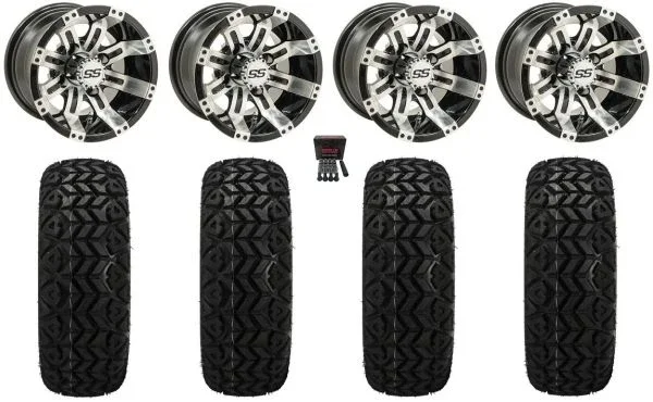 GTW Tempest 10″ Golf Wheels Machined 18×9.5 Black Trail Tires E-Z-GO & Club Car