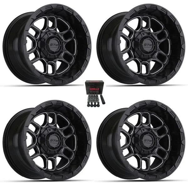 GTW Titan 14″ Golf Cart Wheels/Rims Black/Machined (3+4) Yamaha