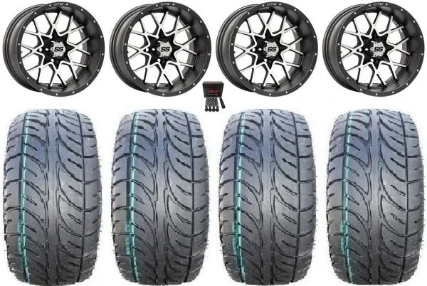 GTW Vortex 2 14″ Golf Cart Wheels Gray 205×30 Fusion ST Tires E-Z-GO & Club Car