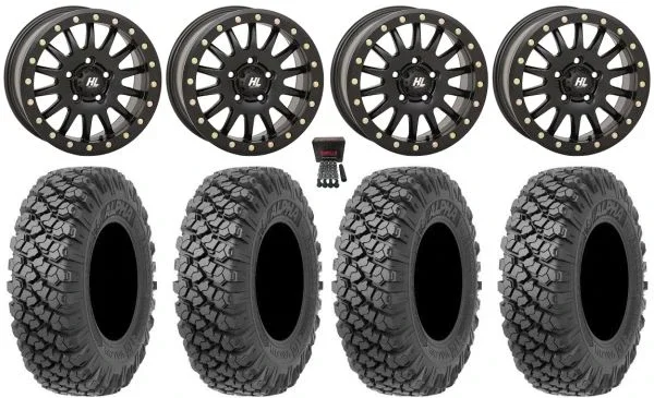 High Lifter HL24 Beadlock 15″ Wheels Black 32″ Alpha Tires CFMoto UForce U10 Pro / U10 XL Pro / ZForce Z10 / Z10-4